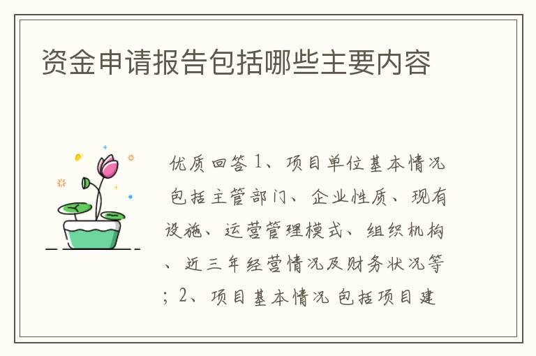 资金申请报告包括哪些主要内容