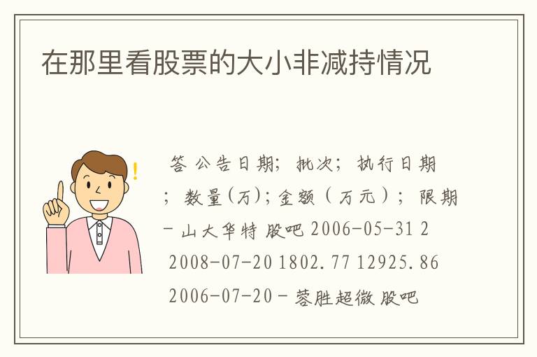 在那里看股票的大小非减持情况